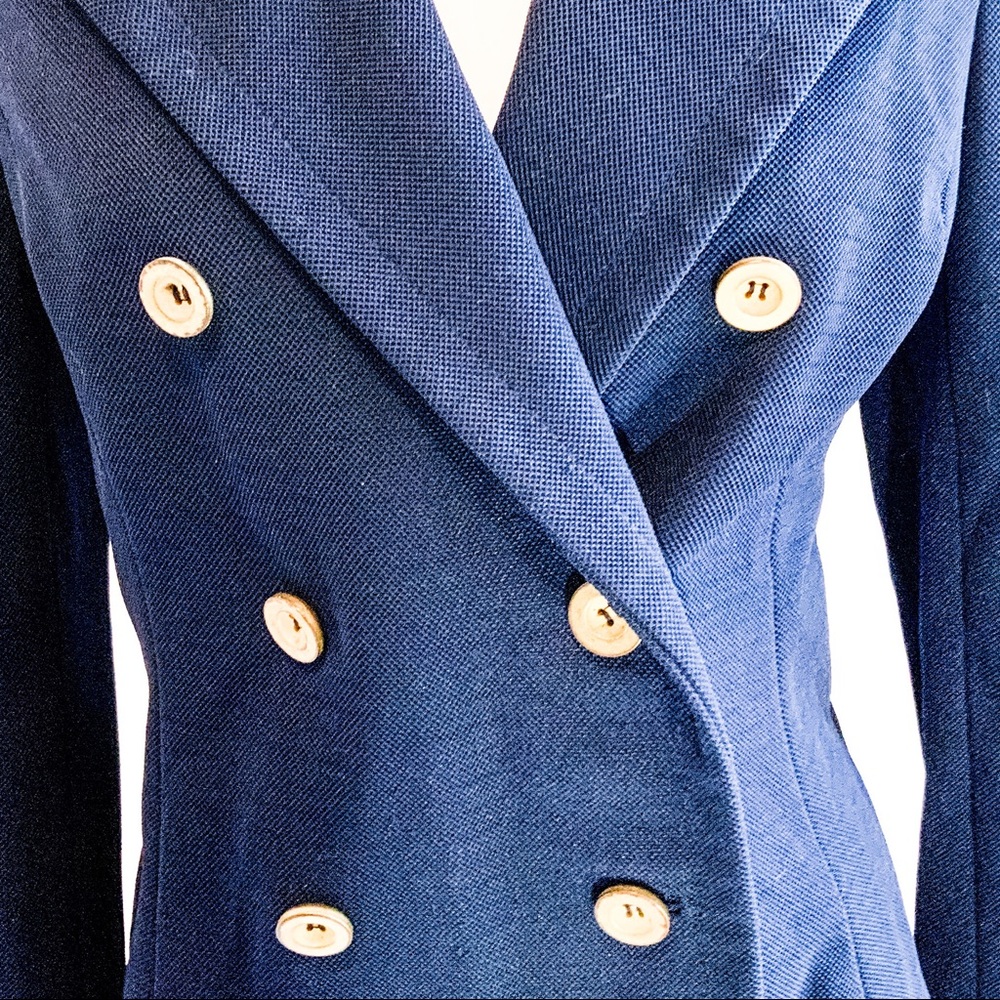 Vintage 1970s Double Breasted Navy Blue Blazer - Picture 3 of 7